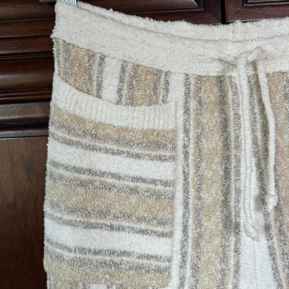 Rip Curl Beach Women Pants Size M White/ Tan Straight Leg  Striped Drawstring